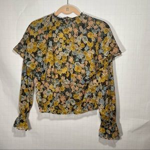 ZARA basic collection womens medium floral blouse